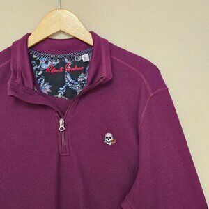 Robert Graham Polaris Embroidered Skull Quarter Zip Classic Fit XL